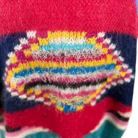 Hand-Knit western Mohair Blend Sweater – Colorful Pattern - Picture 3 of 6